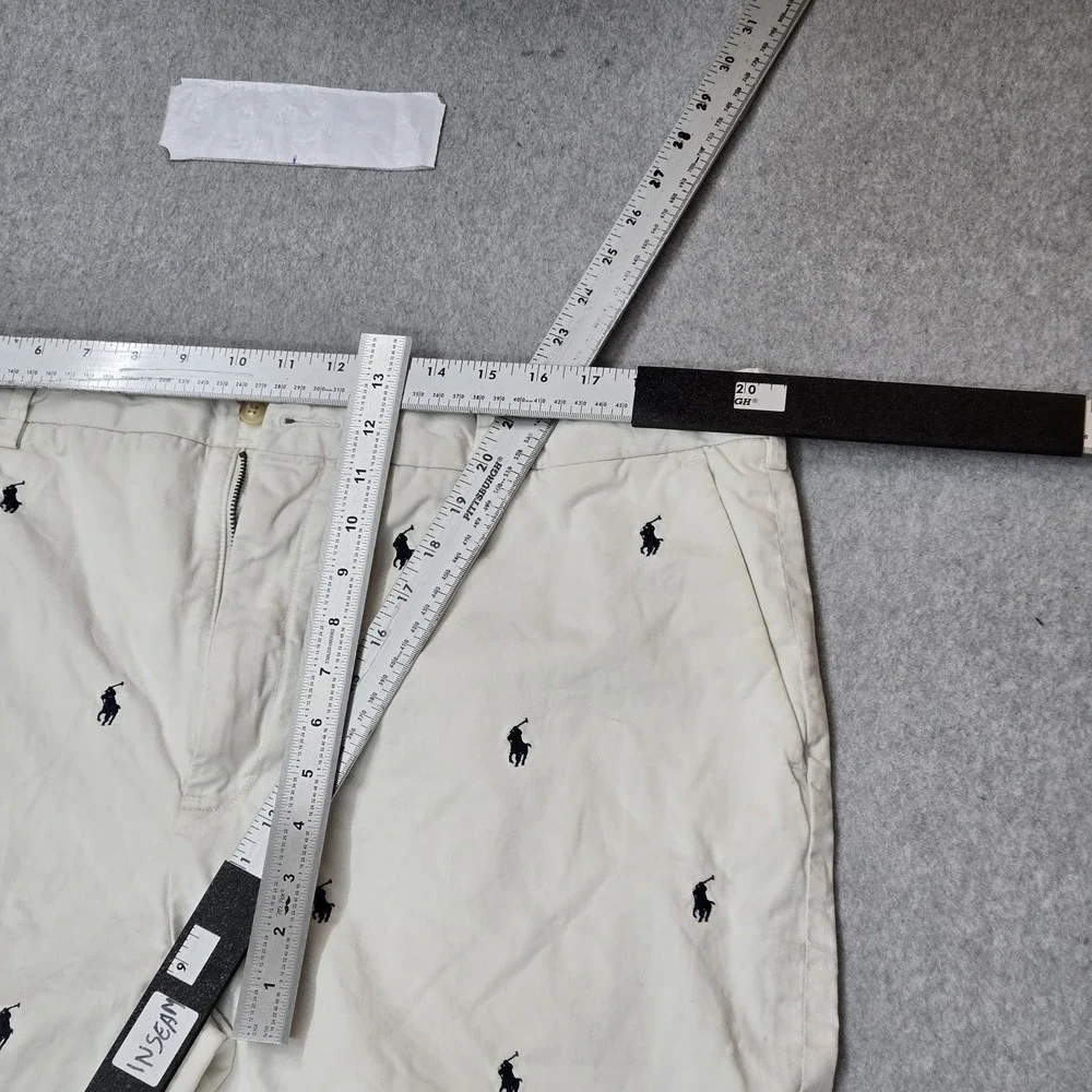Polo Ralph Lauren Men Shorts 40 Beige Embroidered Chino Twill Stretch Pony AOP